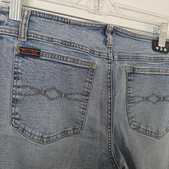 Mudd Y2K 90’s Low Rise Lace Up Flared Denim Jeans Junior Size 7 Distressed - Picture 10 of 10